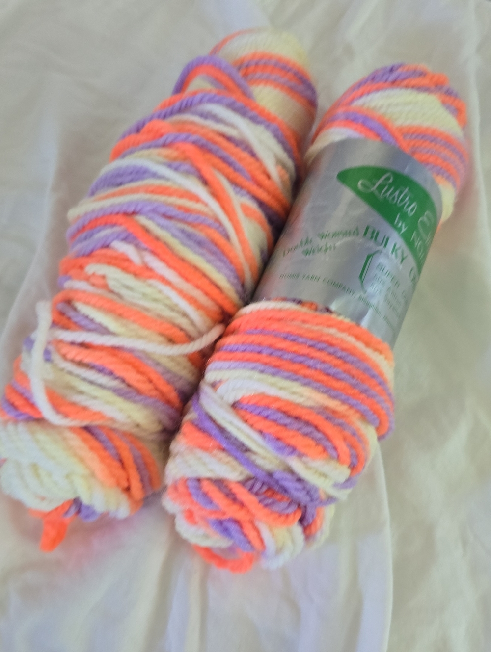 Multi-Color Pastel Variegated Yarn Skeins - Neon Orange, Lavender, Cream, White